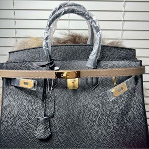 Khaki Epsom Leather Lock Belt with Gold hardware Adjustable fits size 60cm-100cm